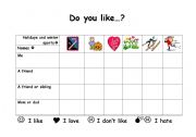 English worksheet: Do you like...?