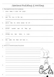 English Worksheet: Sentence Building & Writing