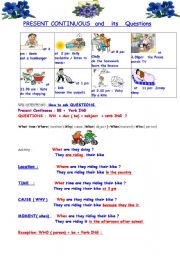 English Worksheet: Present Continuous and its questions 