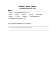 English Worksheet: americas got talent