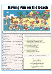 English Worksheet: HAVING FUN ON THE BEACH