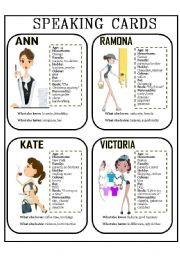 English Worksheet: SPEAKING CARDS