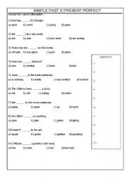 English worksheet: SIMPLE PAST X PRESENT PERFECT