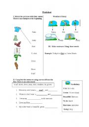 English Worksheet: clothes and weather