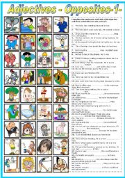 English Worksheet: OPPOSITE ADJECTIVES- EXERCISES (B&W VERSION INCLUDED)