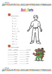 English Worksheet: Body Parts