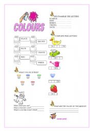 English worksheet: COLOURS