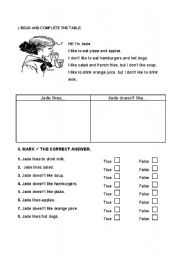 English Worksheet: Likes and dislike