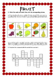 English Worksheet: FRUIT