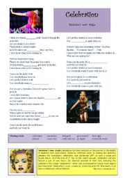 English Worksheet: Madonnas new single: Celebration