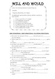 English Worksheet: Zero, First and Second Conditional