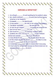 English Worksheet: Gerund of Infinitive?