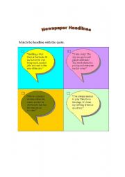 English Worksheet: Newspaper Headlines