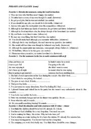 English Worksheet: Clauses