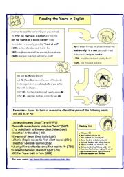English Worksheet: Reading the Years in English