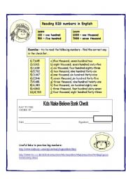 English Worksheet: Reading big Numbers