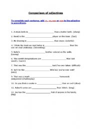 English worksheet: Comparison of adjectives