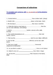 English Worksheet: Comparison of adjectives