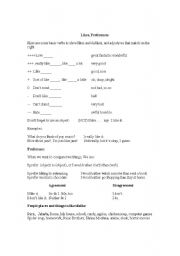 English worksheet: Likes/Dislikes