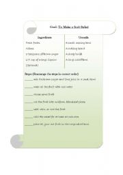 English worksheet: recipe writing 