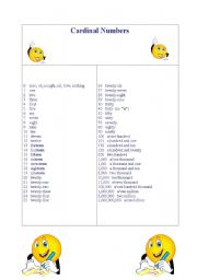 English worksheet: Cardinal Numbers 