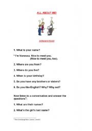 English Worksheet: Introducing yourself