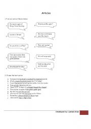 English Worksheet: The indefinite article