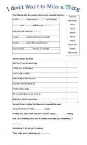 English Worksheet: I dont want to Miss a Thing by Aerosmith 