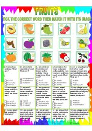 English Worksheet: Fruits