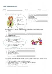 English Worksheet: Basic Grammar Review