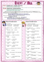 English Worksheet: Every, all