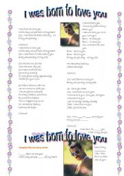 English Worksheet: I was born to love you-Queen!!!