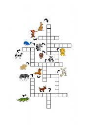 English worksheet: animals crossword