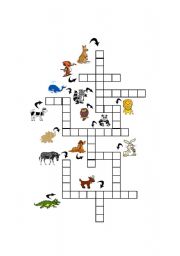 English Worksheet: animals crossword