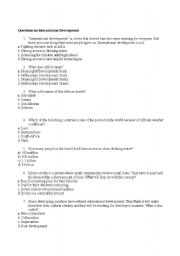 English worksheet: A Quiz on International Development and China