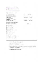 English worksheet: Shiny happy people song and activities