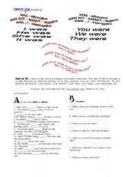 English Worksheet: WAS_WERE Review