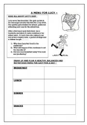 English Worksheet: A menu for Lucy - Healthy Lifestyle