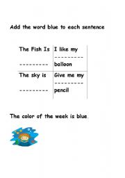 English worksheet: The blue