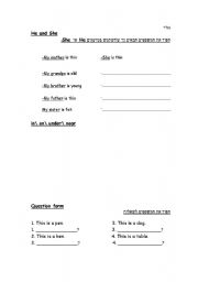 English Worksheet: He and She