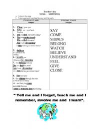 English worksheet: A song: Simple present Vs present  progressive