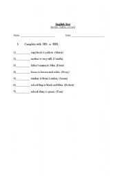 English Worksheet: his/her