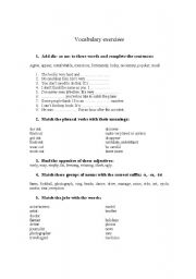 English worksheet: Vocabulary exercises