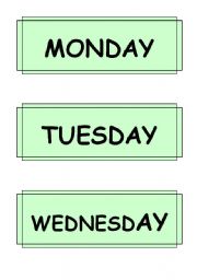 English Worksheet: Days Of The Week - Flashcards