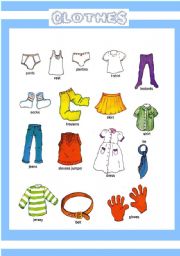 English Worksheet: CLOTHES PICTIONARY