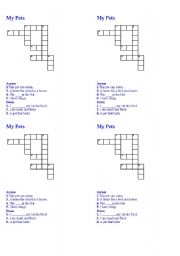 English Worksheet: Pet crossword