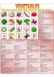 English Worksheet: Vegetables-Tick and match