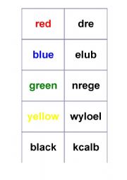 English Worksheet: Colours memory with jumbled words