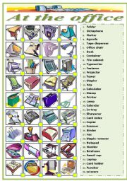 English Worksheet: AT THE OFFICE - MATCHING