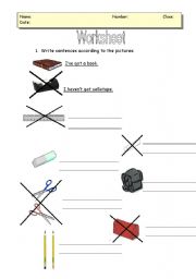 English Worksheet: School objects